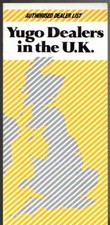Yugo Dealer List c1985-1986 UK