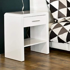New Gloss White Wood Bedside Table Night Cabinets With 1 Storage Drawers Unit