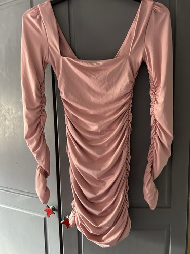 Polly pink ruched - ruched, bodycon