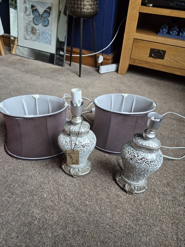 Pair mosaic glass - pair, lamps
