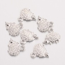 Hedgehog Charms Tibetan Silver Small Shiny 12mm x 13mm 10pcs C709