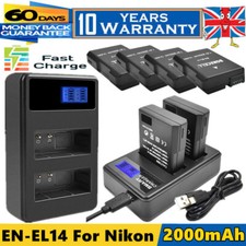 2/4x 2000mAh EN-EL14 Battery / USB Charger for Nikon D3100 P7100 P7000 D5100 UK