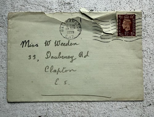 1939 wwii walthamstow cover - 1939,