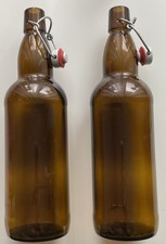 2 x Glass Beer Brown Bottles 1 L With Swing Top Home Brew