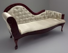 Dolls house reduced furniture sofa chaise lounge in 1/12th scale  