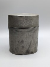 Chinese Swatow Pewter Tea Caddy 19th Century - Engraved, Signed, Republican 