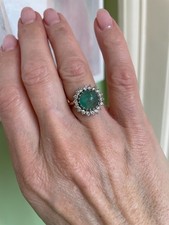 Emerald and Diamond Cluster Ring