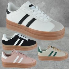 WOMENS LADIES FLATFORM LACE UP