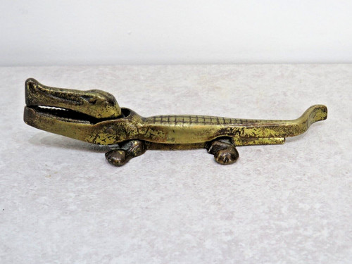 Vintage brass crocodile nut - crocodile,