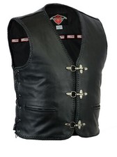 Leather waistcoat motorbike - waistcoat,