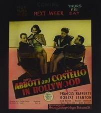 ABBOTT AND COSTELLO IN HOLLYWOOD 1945 CINEMA THEATRE FILM AD Magic Lantern Slide