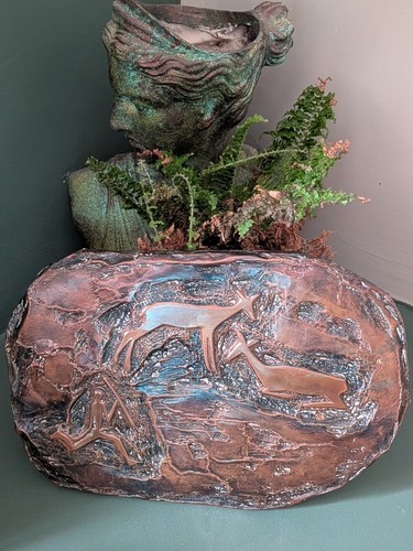 Vintage copper relief plaque - copper,