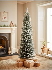 Green 6FT Slim Snowy Artificial Christmas Tree–Realistic Unlit Frosted Xmas Pine
