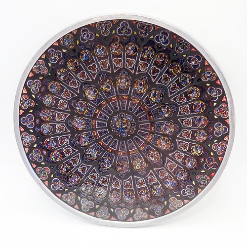 Vtg stained glass rose window - glass,