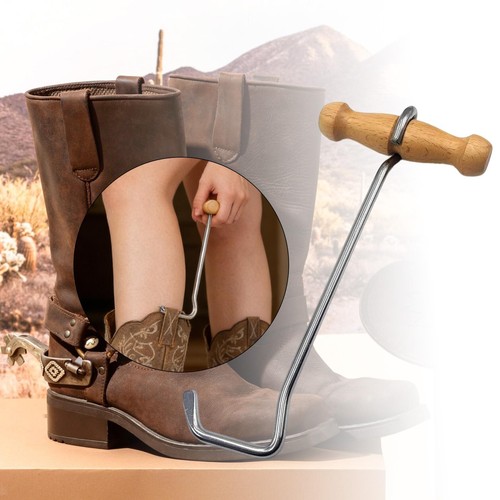 Wooden handle boot hook puller - hook,