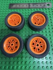 Lego 4 x Large ORANGE Spoked