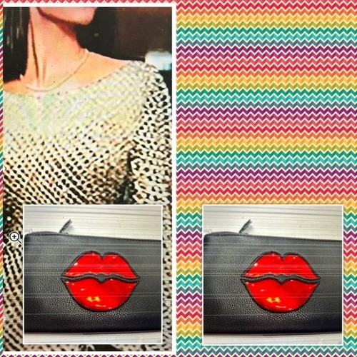 Womens red lips black - red,