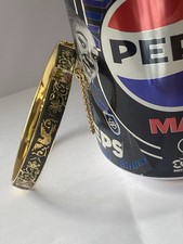Vintage Spanish Damascene hinged bangle with safety chain