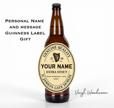 PERSONALISED GUINNESS STOUT BEER 500ML BOTTLE LABELS - Birthday Christmas Gift