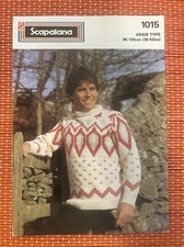 MENS FAIRISLE ARAN SCANDINAVIAN PATTERNED JUMPER 38-42 VTG KNITTING PATTERN 1015