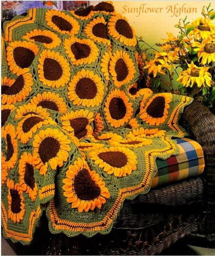 Vintage sunflower afghan - sunflower,