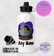 Personalised Star Wats Baby Yoda Grogu Kids Sports Water Bottle Stitch Bottle V3