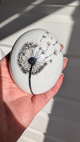 Hand painted pebble - hand,