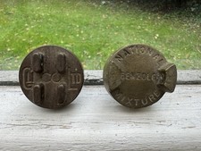 Vintage Brass Glico & National Benzole 2 Gallon Petrol Can Caps