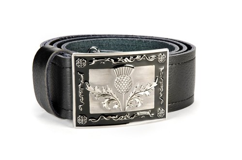 Heraldic thistle leather kilt - heraldic,