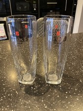 2x Beck's Vier Imported Embossed Pint Glasses VGC #6
