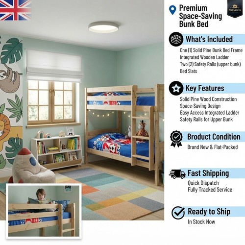 2ft6 shorty wooden bunk bed - wooden,