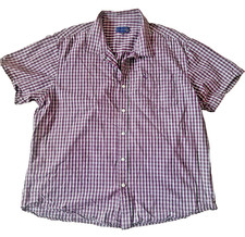 Lincoln Men’s Cotton Short Sleeve Check Button-Up Casual Shirt Size XL (B9)