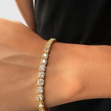 18K Gold Diamond Tennis Bracelet 7” VVS D Cluster Solitaire Luxury Jewelry Chain