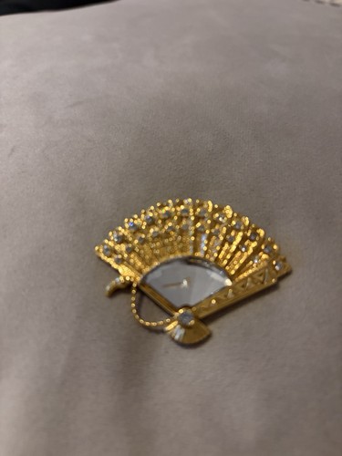 Swarovski gold tone fan - ,