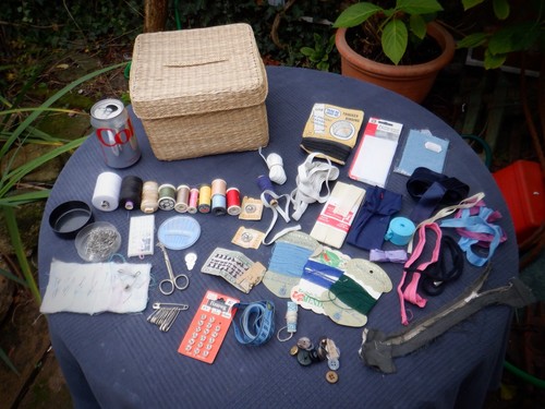 Sewing basket with large - basket,