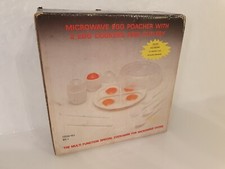 Vintage, Microwave Egg Poacher With 2 Egg Cookers, Try, Lid & Cutlery New In Box