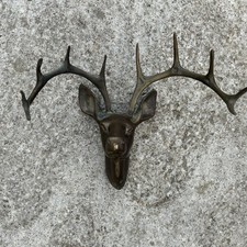Vintage Brass Deer Head Wall