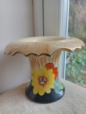 Arthur Wood Art Deco Vase Flowers Wavy Turn Over Vase 1930's Vintage 