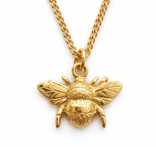 Gold plated bumble bee pendant - gold,