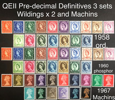 GB 1958, 1960 & 1967 Pre-decimal Stamps Wildings ord. + phosphor & Machins MNH