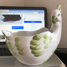 CASA PUPO Italy  Ceramic Cockatoo Planter Vase Vintage Hand Painted