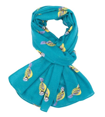 Bluetit scarf navy teal pink - scarf,