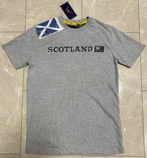 Wallace Of Scotland SMALL Saltire Flag Badge T Shirt Men’s Grey Scottish Pride