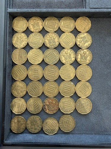 X34 british three pence pieces - x34,