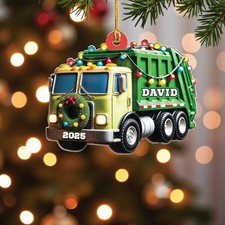 Personalized Garbage Truck Ornament Sanitation Worker Christmas Gift Decor