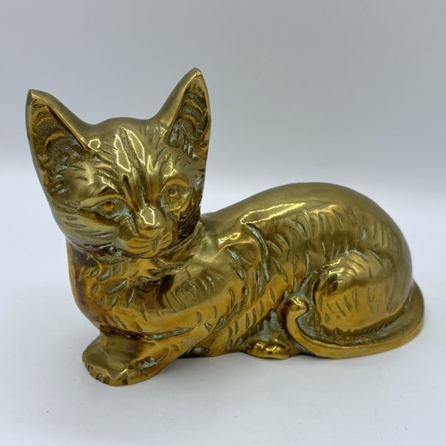 Vintage brass cat kitten - brass,