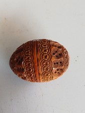 Vintage Carved Coquilla Nut Pomander needle case 6 Cm Long