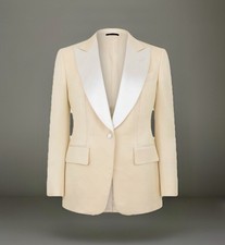 TOM FORD Wool Viscose & Cotton Tuxedo Blazer IT54 Ivory