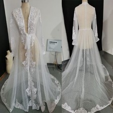 Bridal Jacket Wedding Coat Sweep Train Capes Wraps Bolero Lace Robe Tulle Shrugs