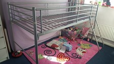 Silver Metal Bed Frame Kids - Mid Sleeper 